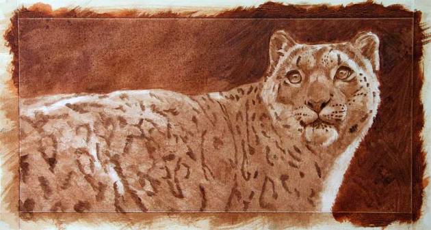 how to paint a snow leopard